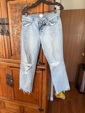 Jonathan Simkhai Light Blue Distressed Straight-Leg Jeans